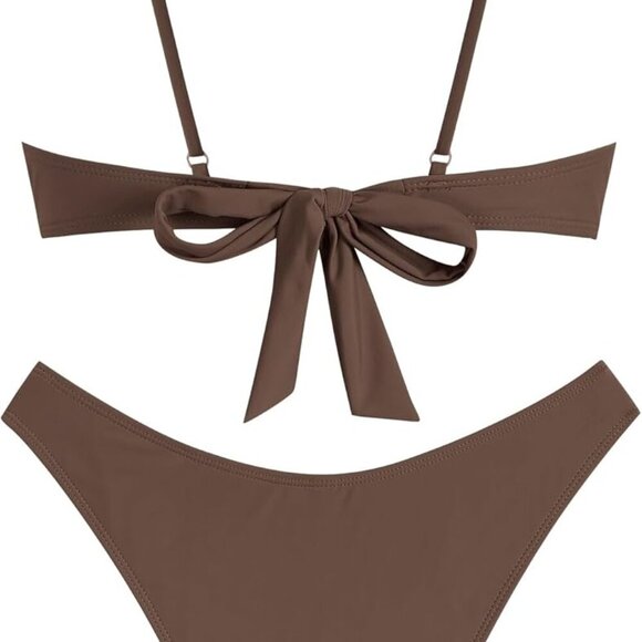 Women High Cut Bikini Sets String Sexy Swimsuit Coffee Large - Picture 6 of 8